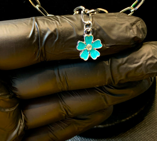 Silver Star & Turquoise Flower Locket Chain Necklace