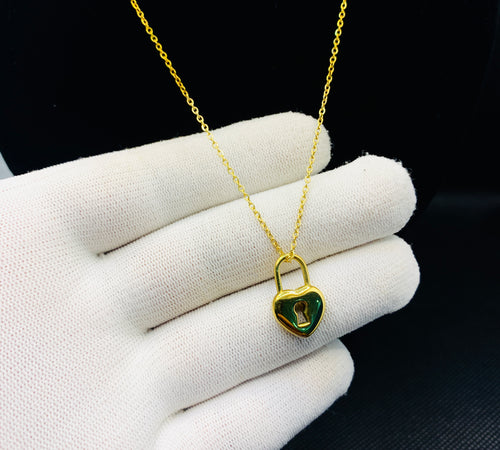 Romantic Heart Padlock Locket Chain – Golden Love Pendant