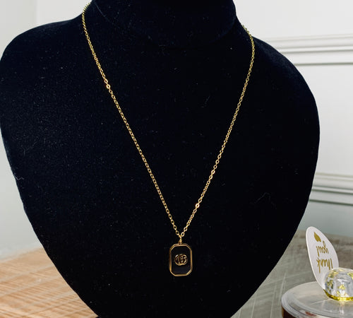 Premium Black Enamel Double G Locket Chain