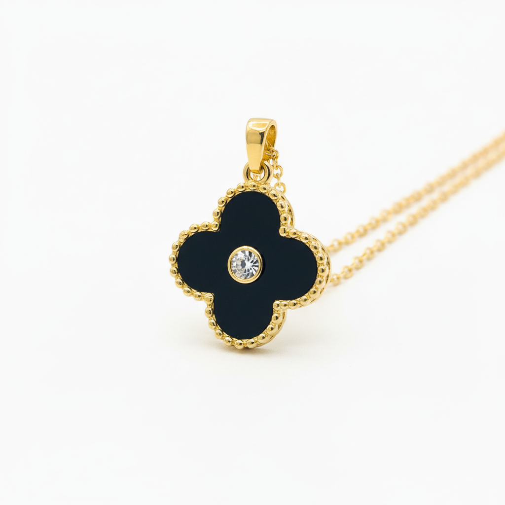 Black Clover Charm Stainless Steel Jewelry Set