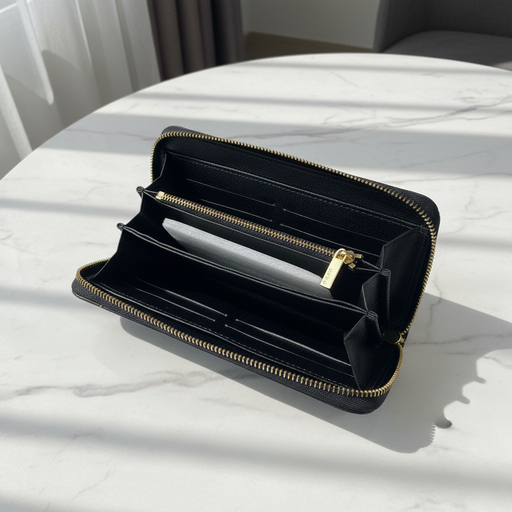 Black Gucci GG Wallet Interior Full Display