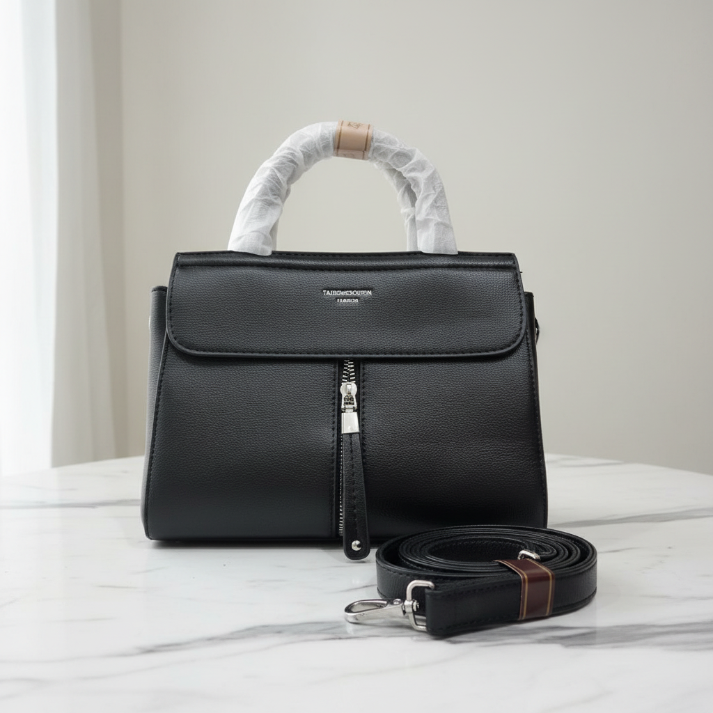 Black Leather Handbag Premium Main
