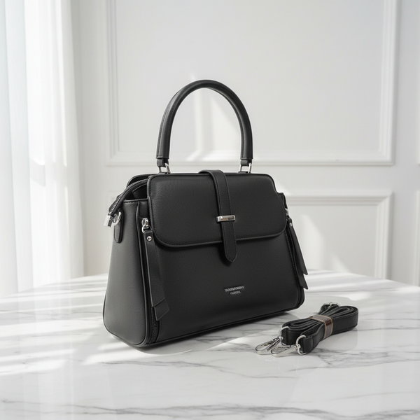 Black Leather Handbag Side Premium