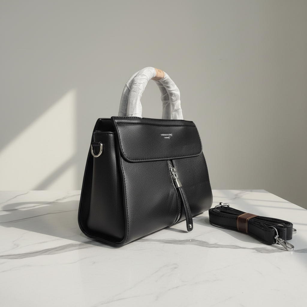 Black Leather Handbag Side Premium