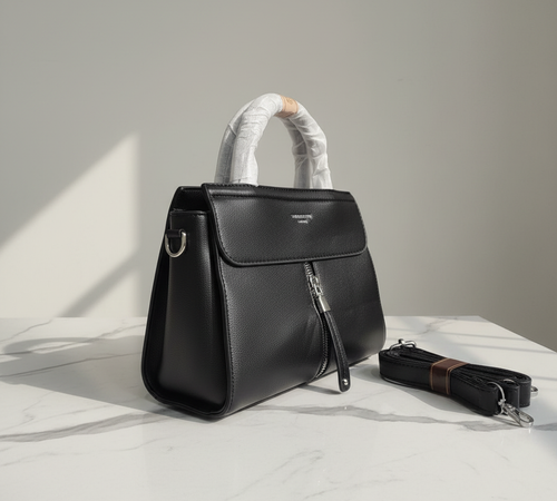 Black Leather Handbag Back Premium