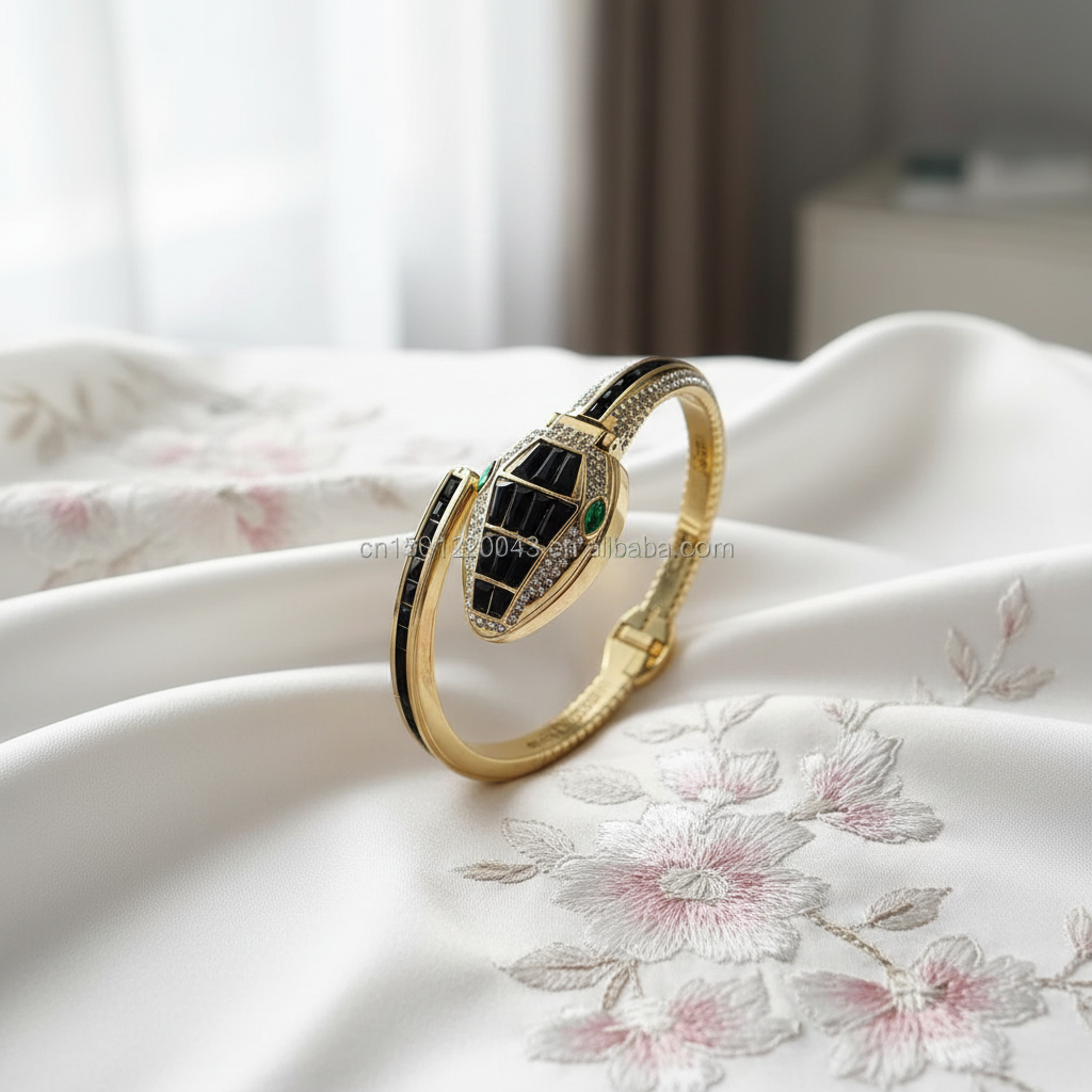 Black Mosaic Watch with Flowers