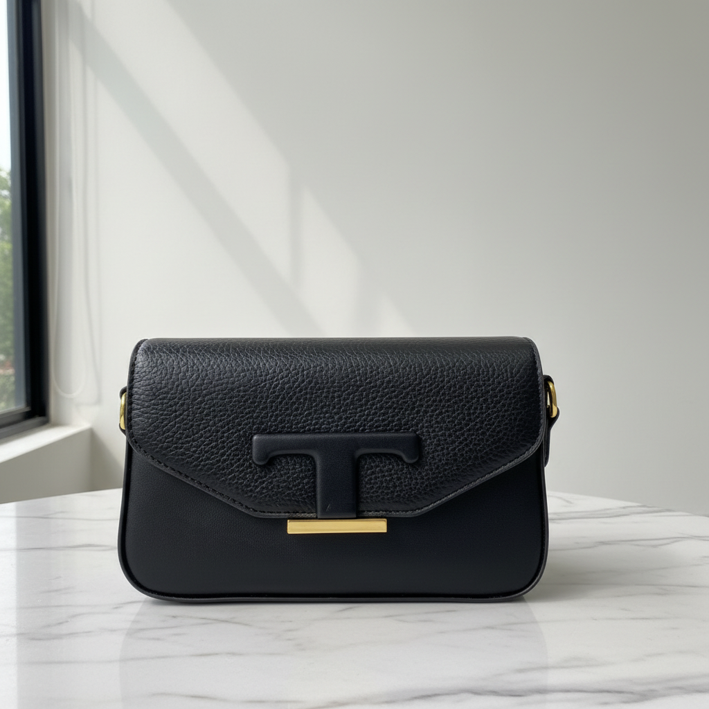 Black T-Clasp Bag Front Premium