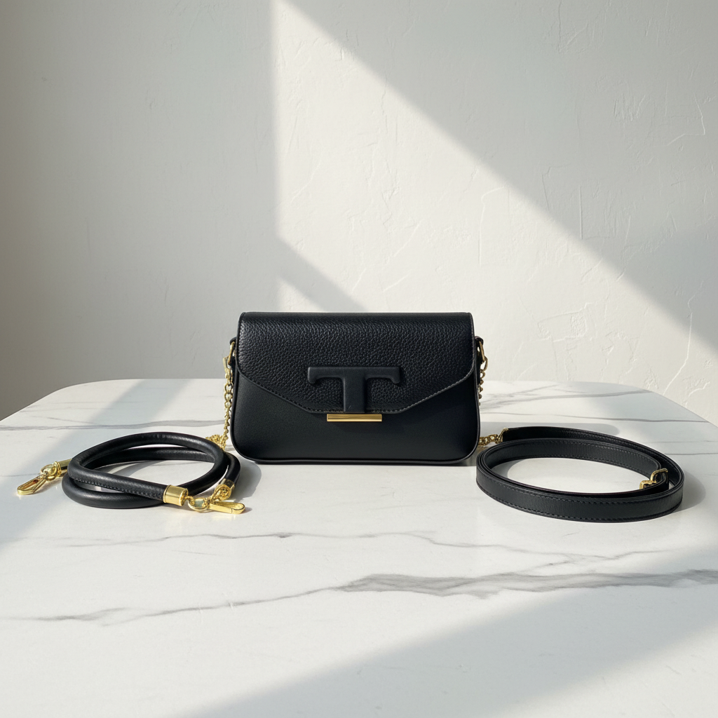 Black T-Clasp Bag with Straps Premium
