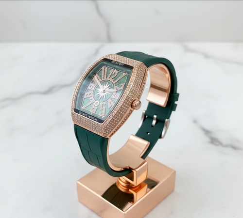 DENVOSI Watch on Elegant Stand - Marble Background