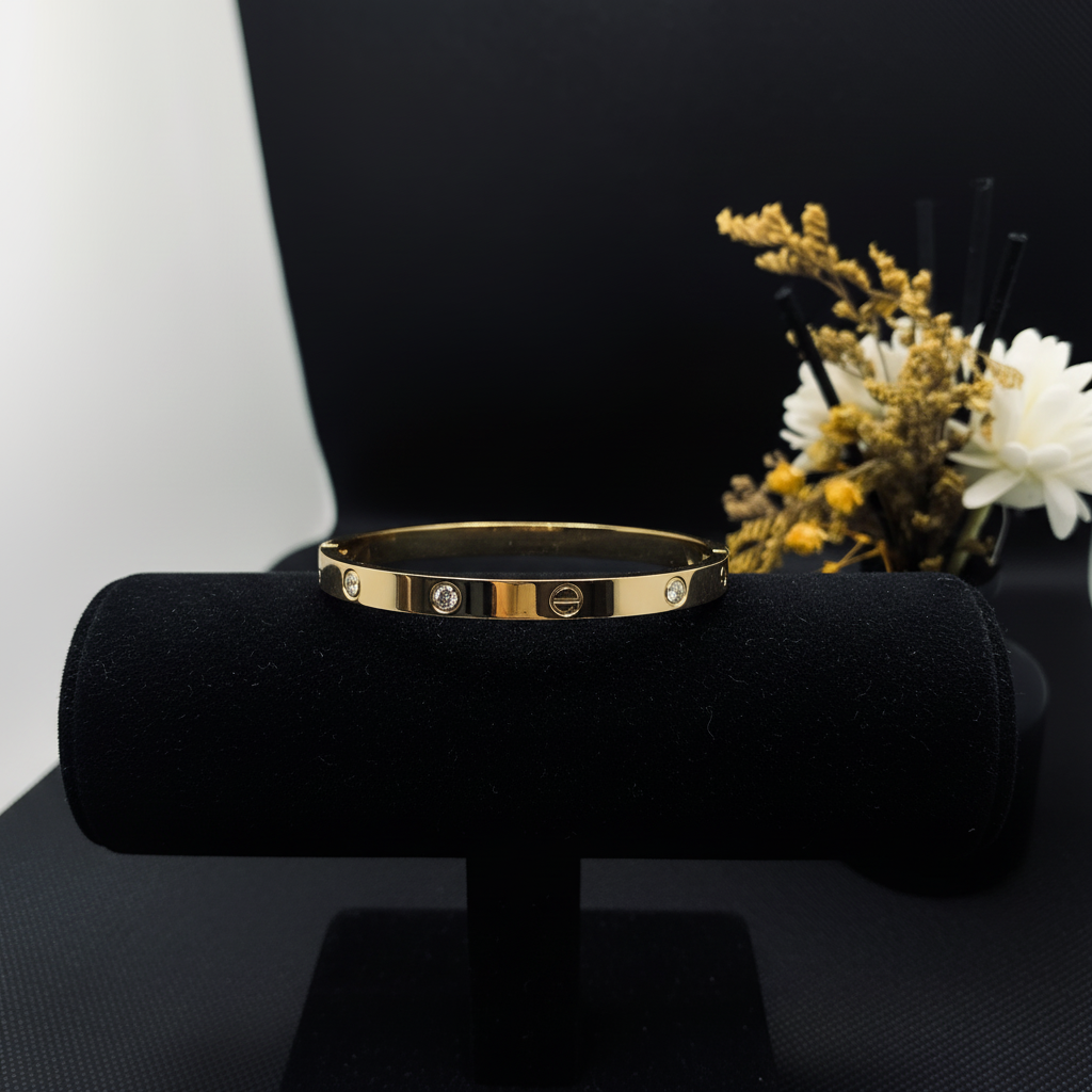 Gold Crystal Bangle - Black Velvet Display