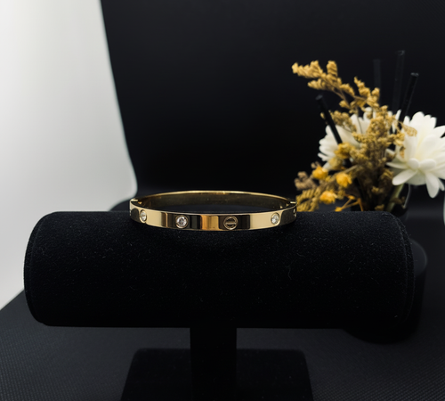 Premium Gold Bangle - Marble & Flowers