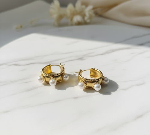 Gold hoops with pearls