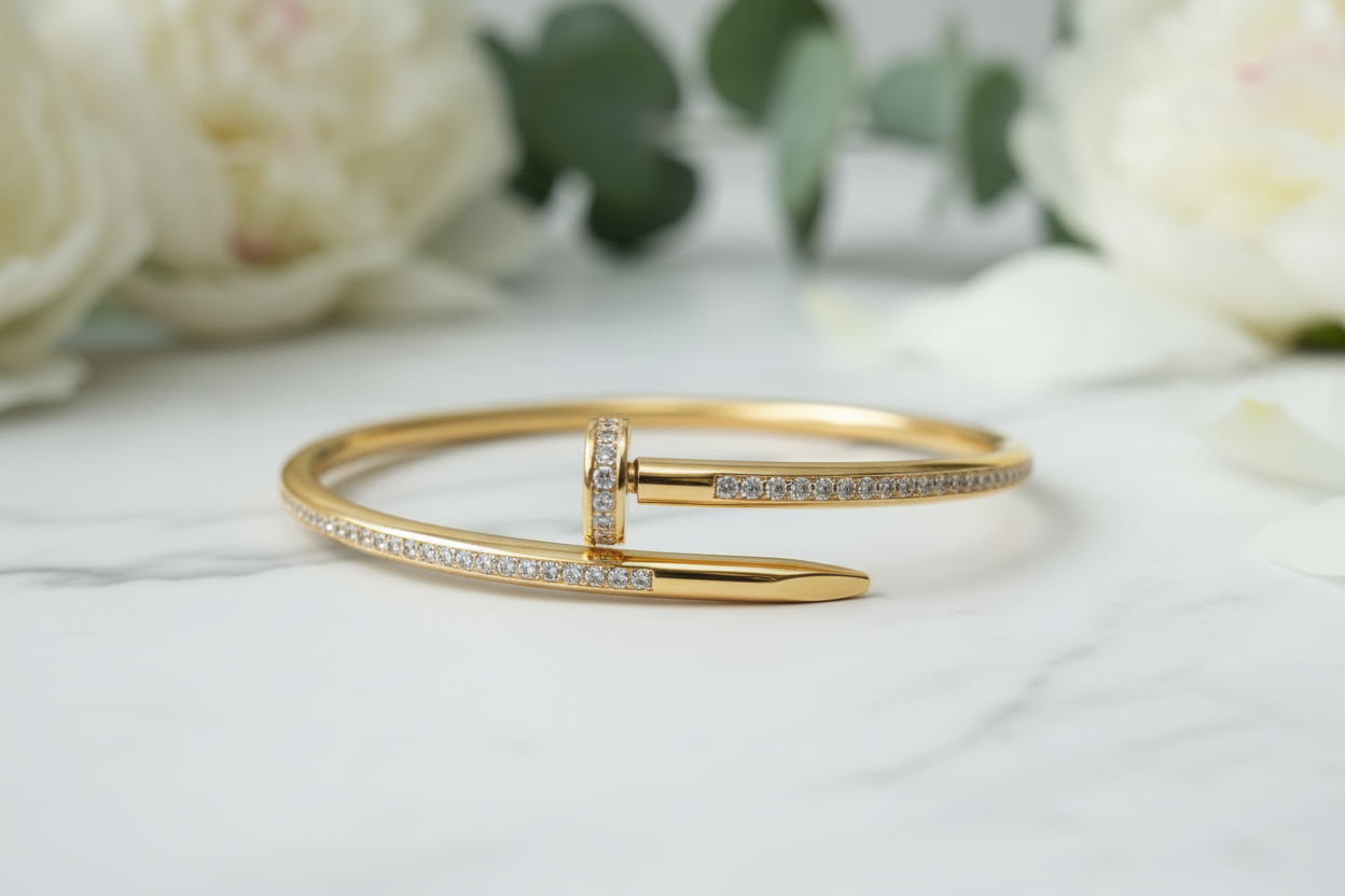 Gold Nail Bracelet - Extreme Close-up