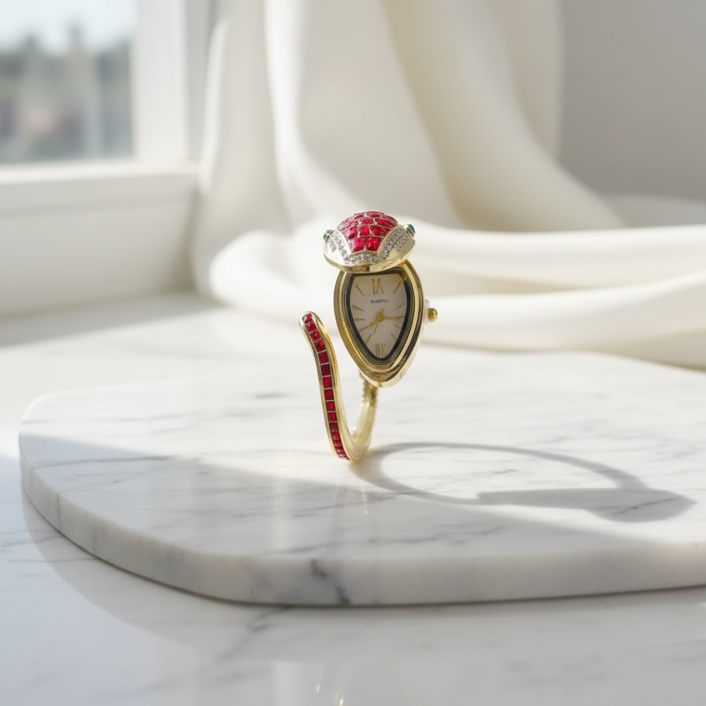 Gold Snake Watch on Marble