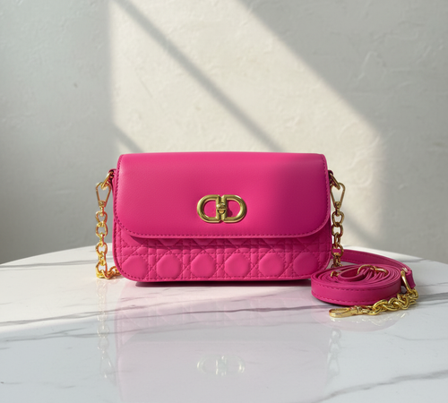 Hot Pink Quilted Bag Front Premium