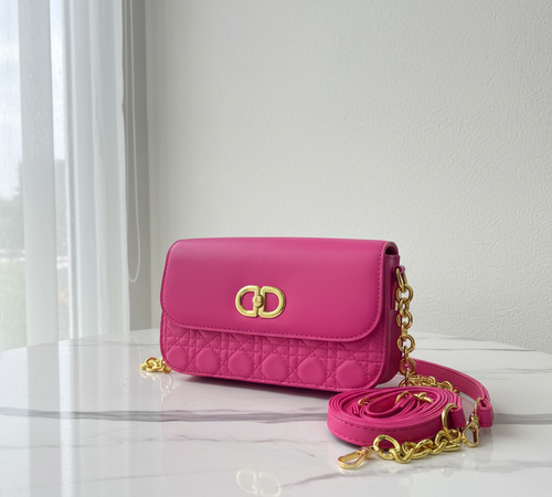 Hot Pink Quilted Bag with Strap Premium
