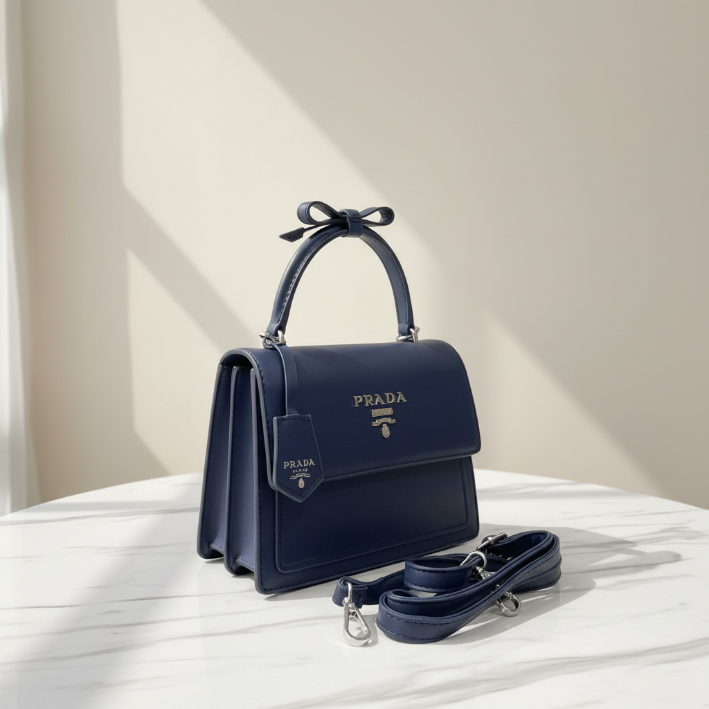Navy Blue Prada Bag Side Premium