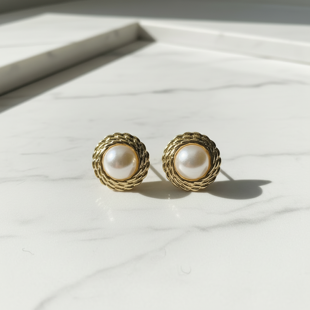 Pearl studs artistic angle