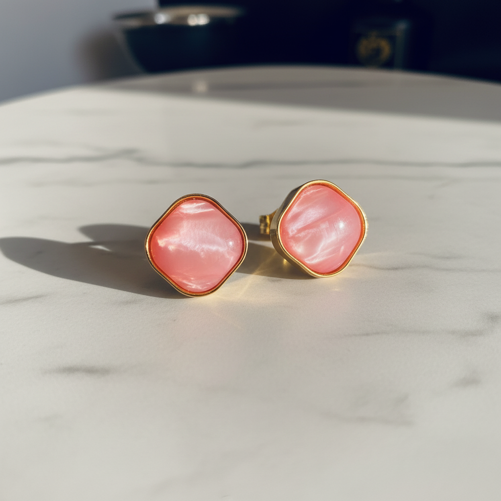 Pink earrings close-up