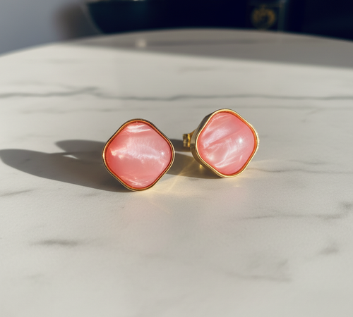 Pink earrings side view