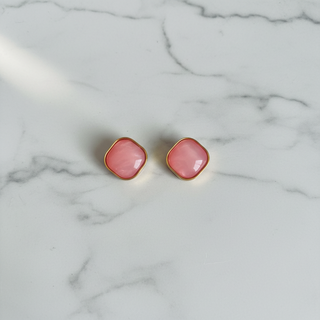 Pink earrings top view