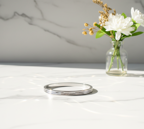 Premium Silver Crystal Bracelet - Marble & Flowers with Sunshine