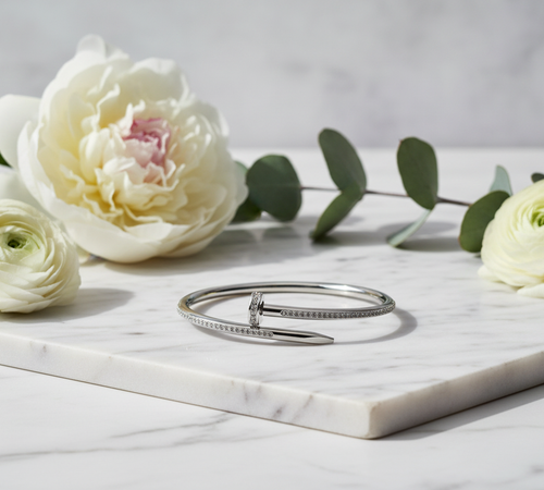 Silver Nail Bracelet - Diagonal View