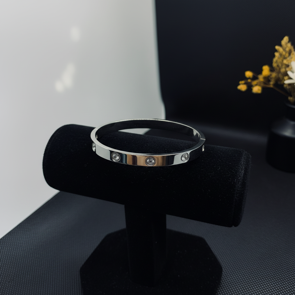 Silver Crystal Bracelet - Black Velvet Display