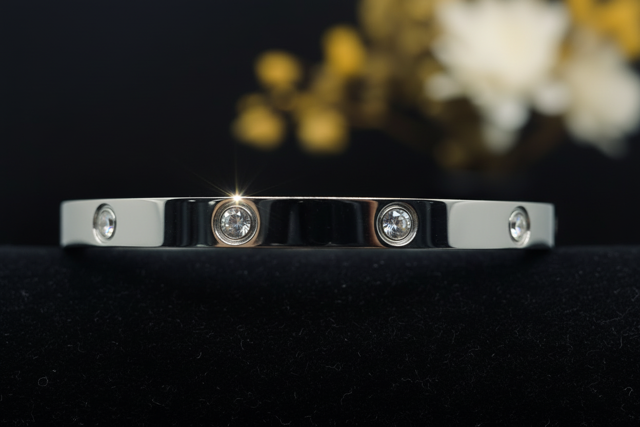 Silver Crystal Bracelet - Extreme Close-up