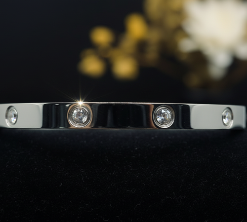 Silver Crystal Bracelet - Diagonal View