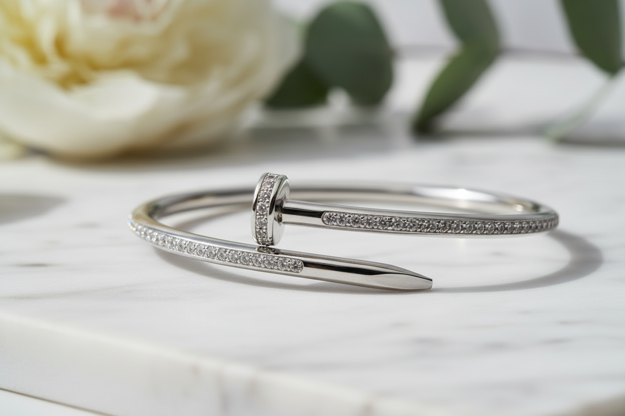 Silver Nail Bracelet - Extreme Close-up