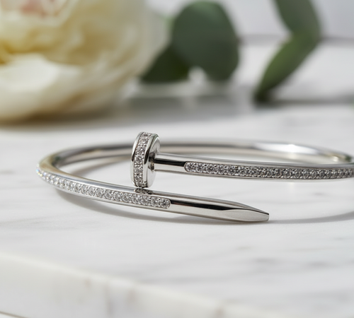 Silver Nail Bracelet - Extreme Close-up