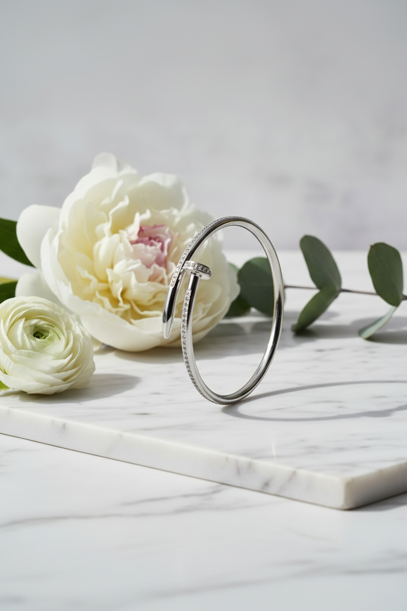 Silver Nail Bracelet - Side View