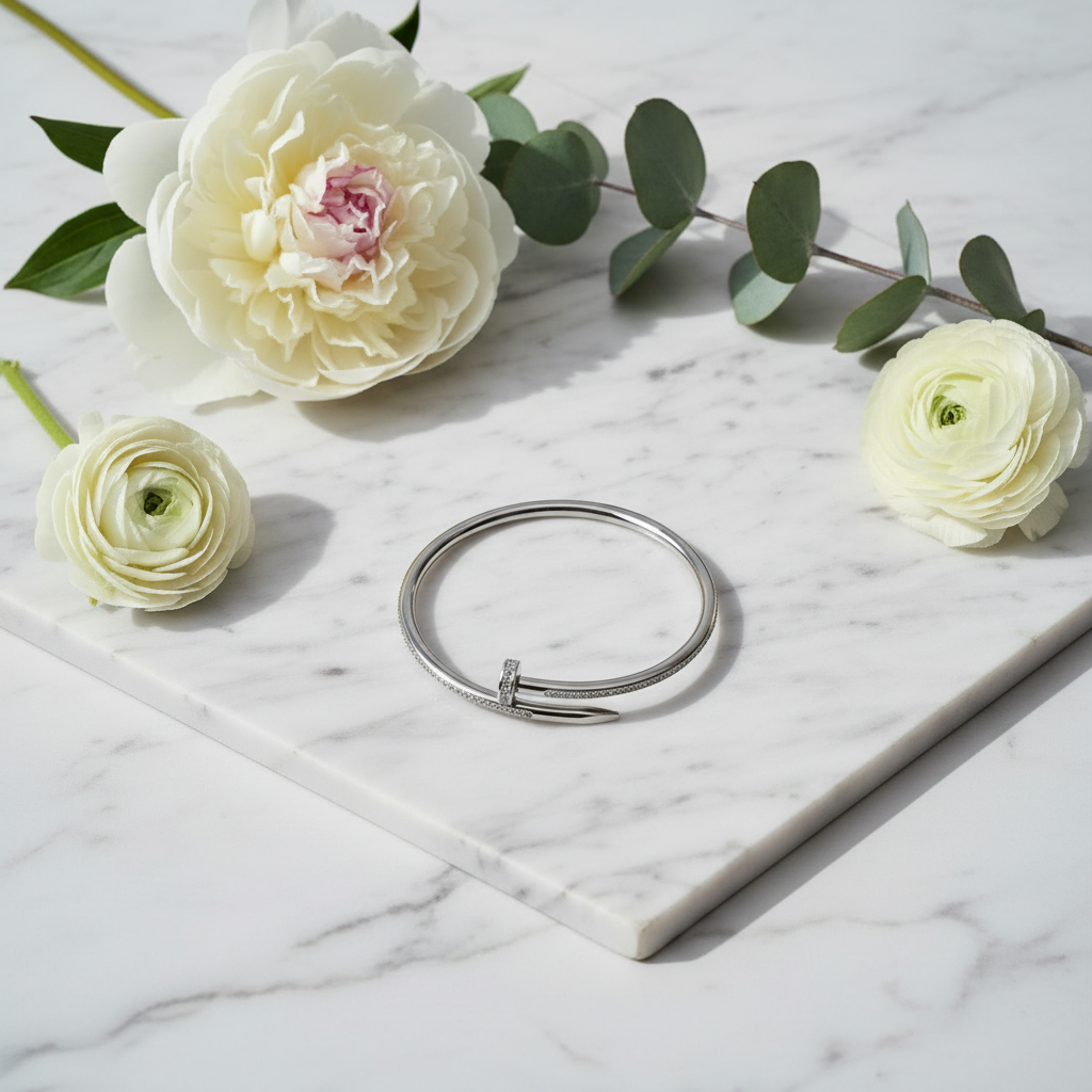 Silver Nail Bracelet - Top View