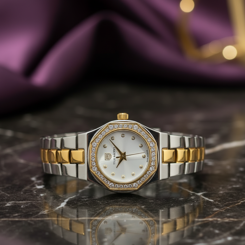 Luxury Two-Tone Crystal Watch - Silver & Gold