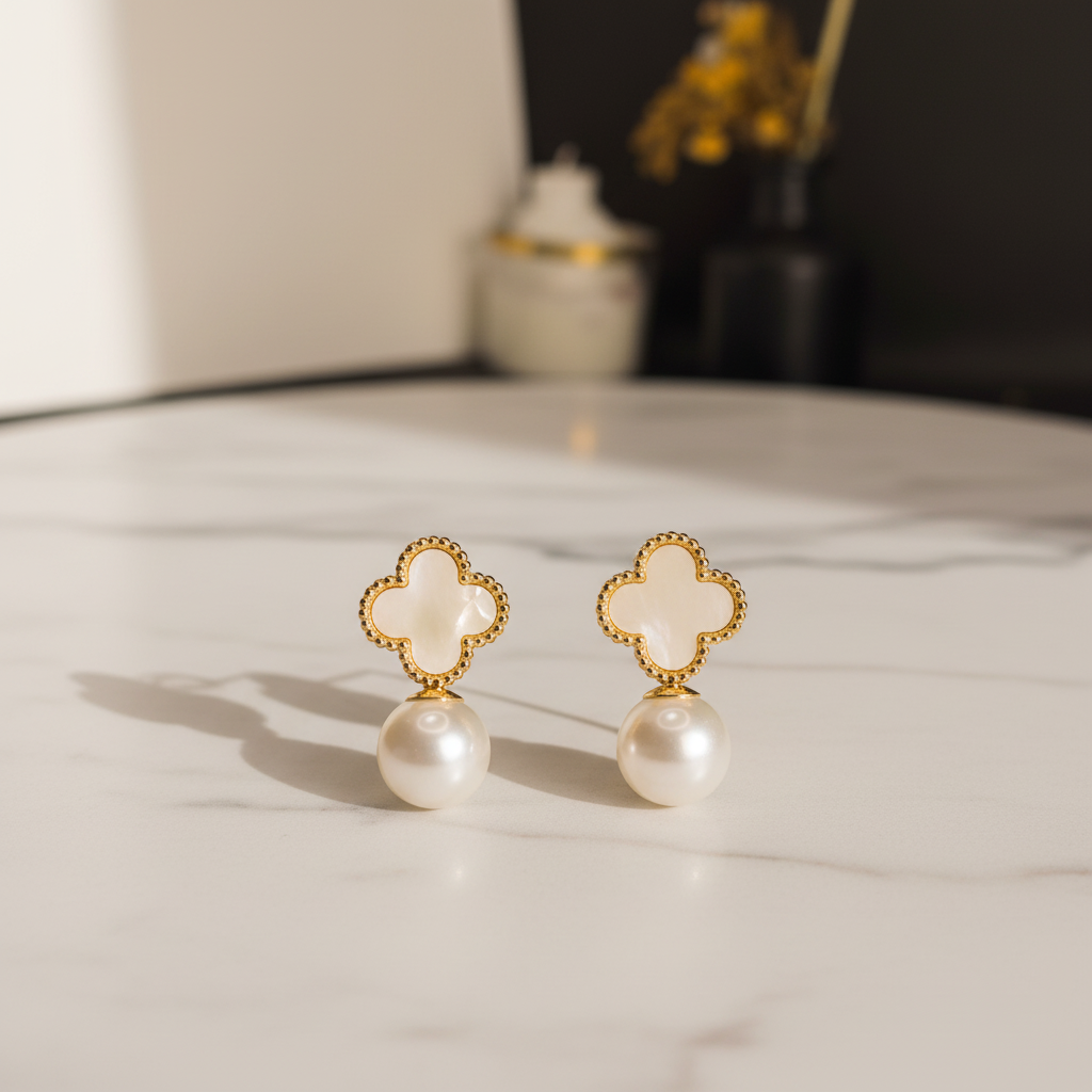 White clover earrings 1