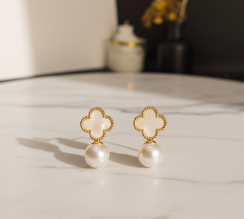 White clover earrings 1