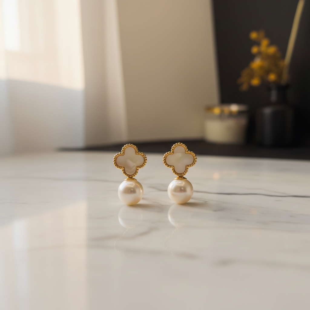 White clover earrings 2