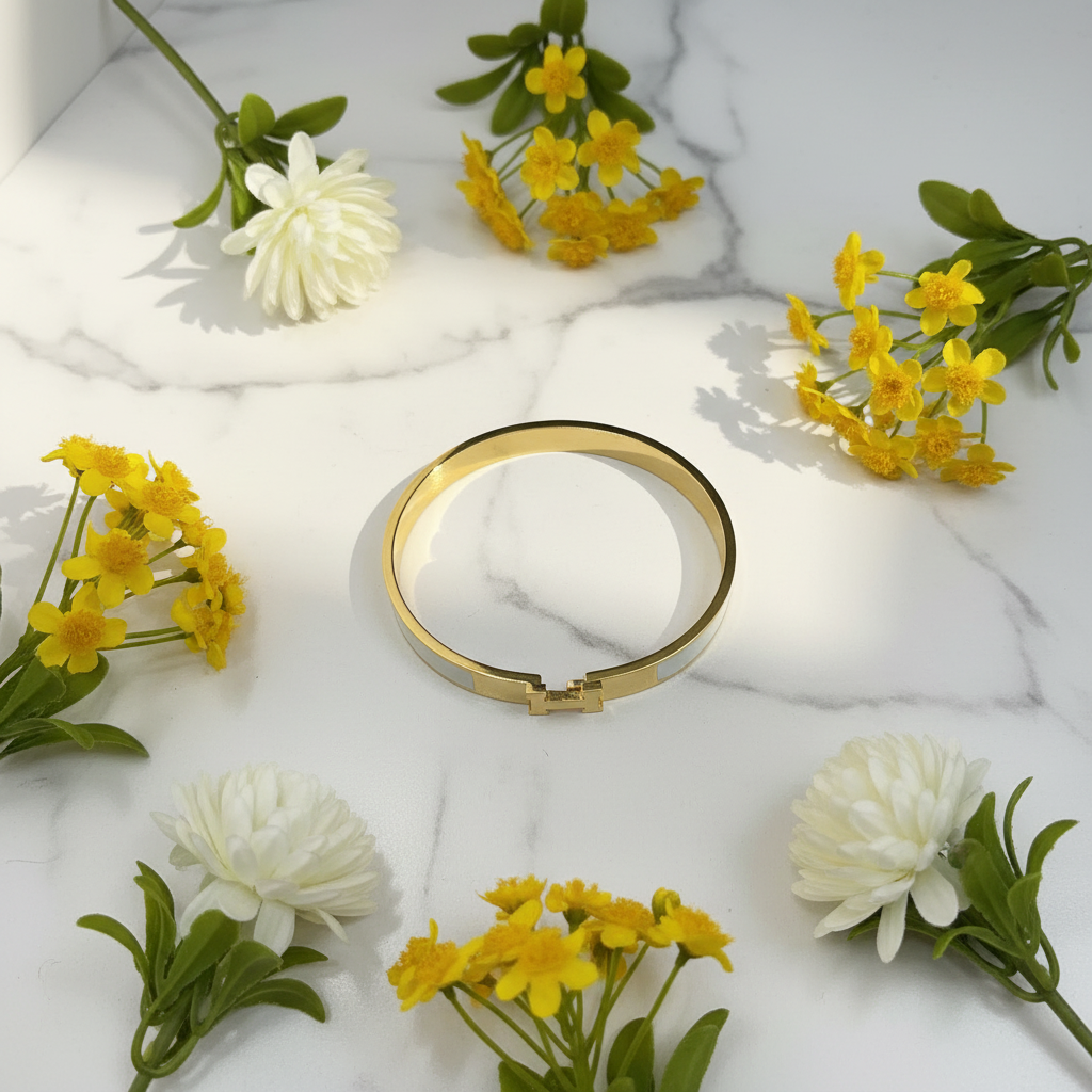 White H-Buckle Bracelet - Top View