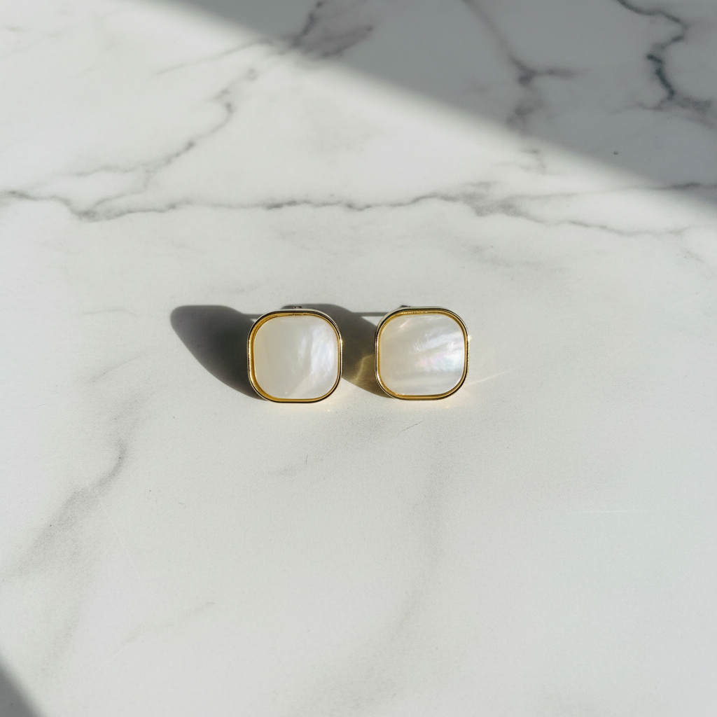 White pearl studs top view